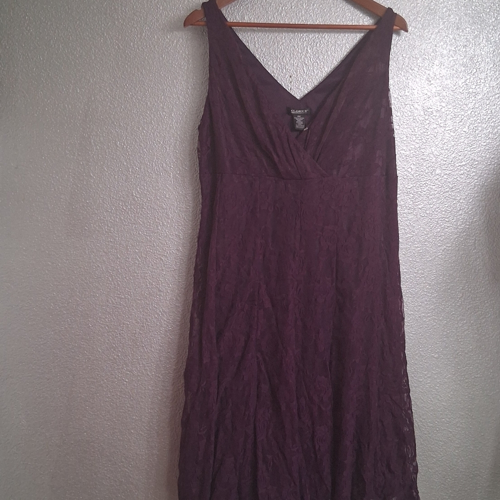 NWT Glamour Purple Lace Sleeveless Dress  Size 16W